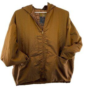 Vintage Express Women's Jacket Bronze Zip Up Hooded Coat size Medium oversized